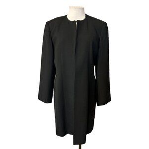 Talbots Long Suit Jacket Blazer 16P Crepe Wool Black Classic